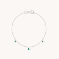 Bracelets - Emerald Charm Bracelet in Solid White Gold - Charm Bracelets - Astrid & Miyu
