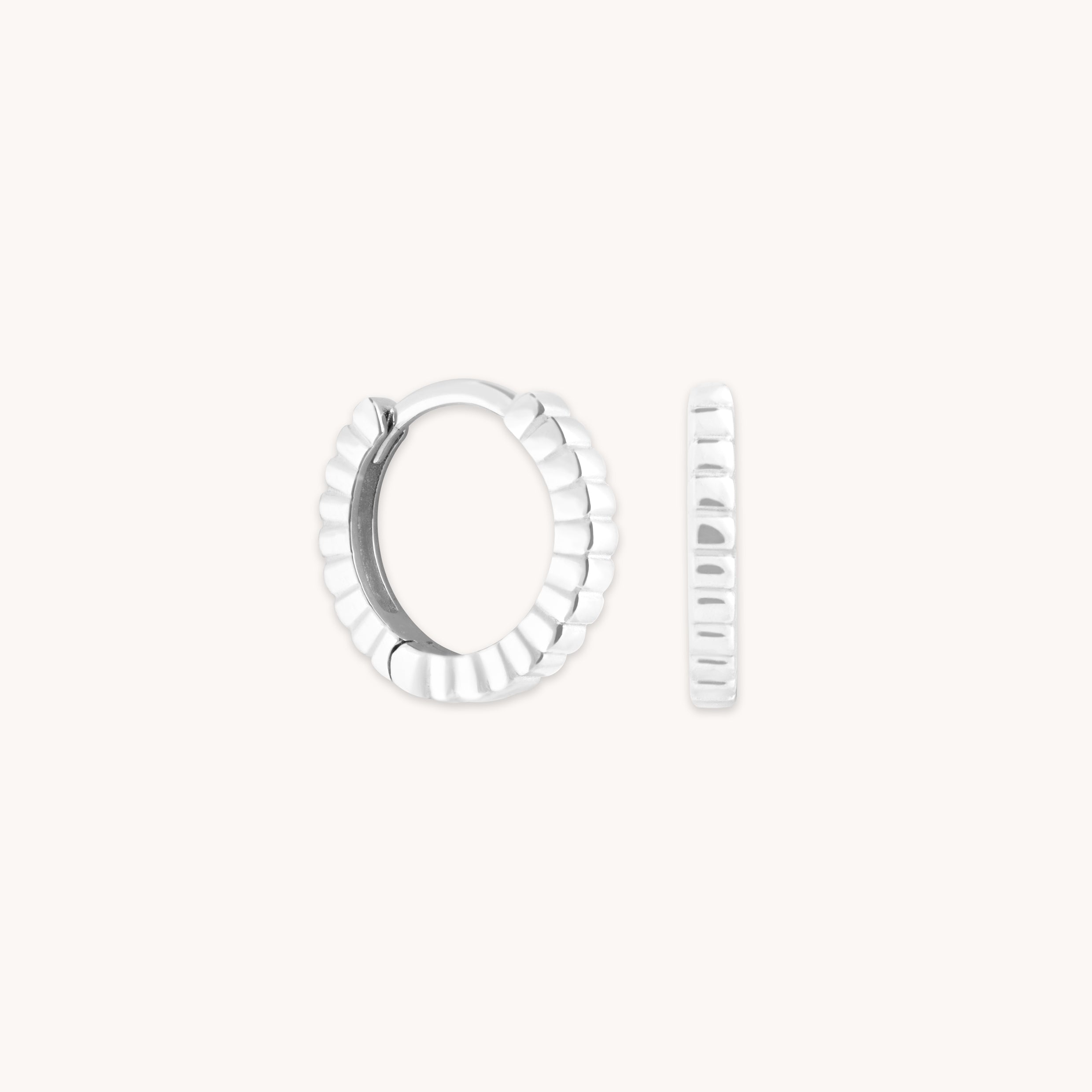 Earrings - Ridged Huggies in Solid White Gold - Huggies - Astrid & Miyu