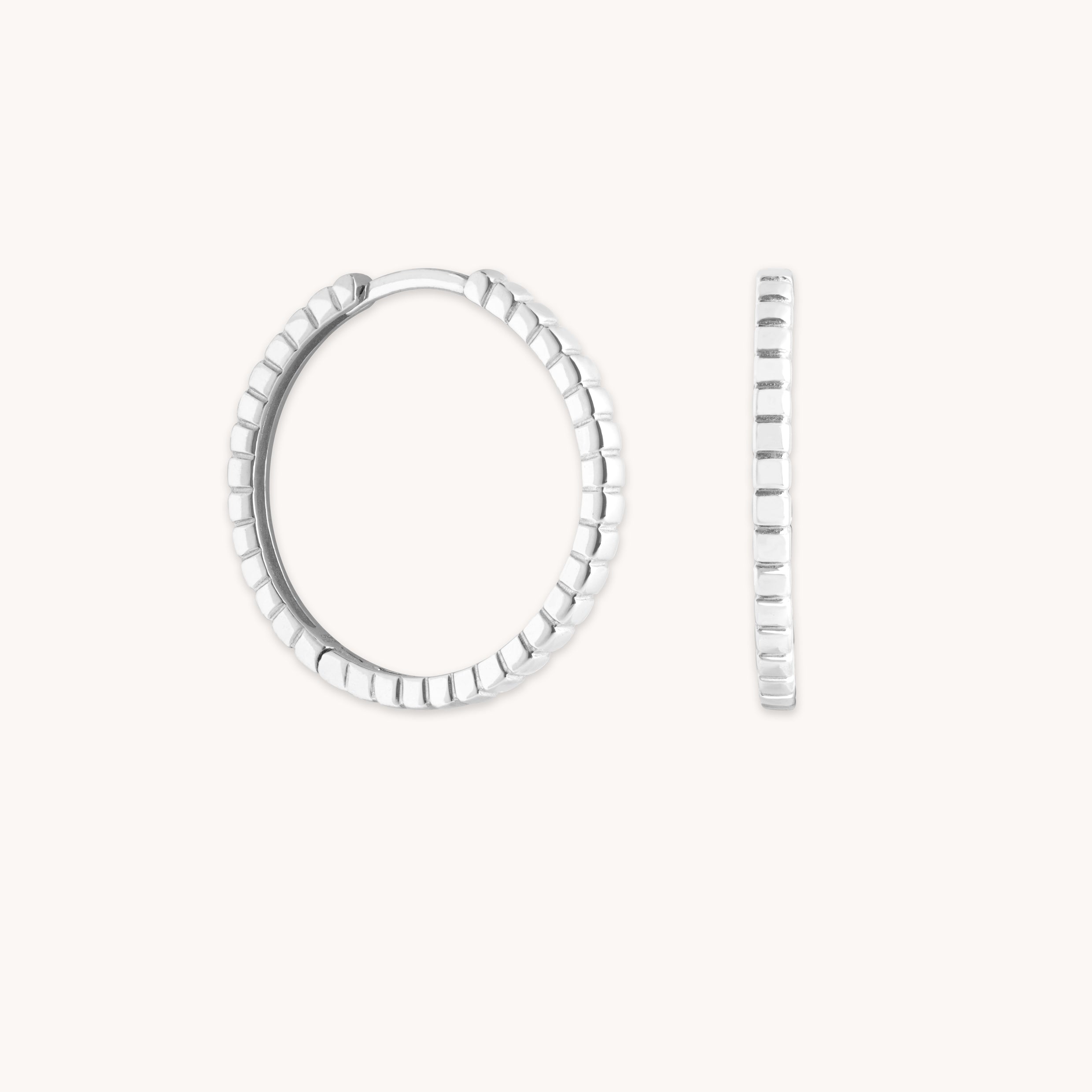 Earrings - Ridged Hoops in Solid White Gold - Hoop Earrings - Astrid & Miyu