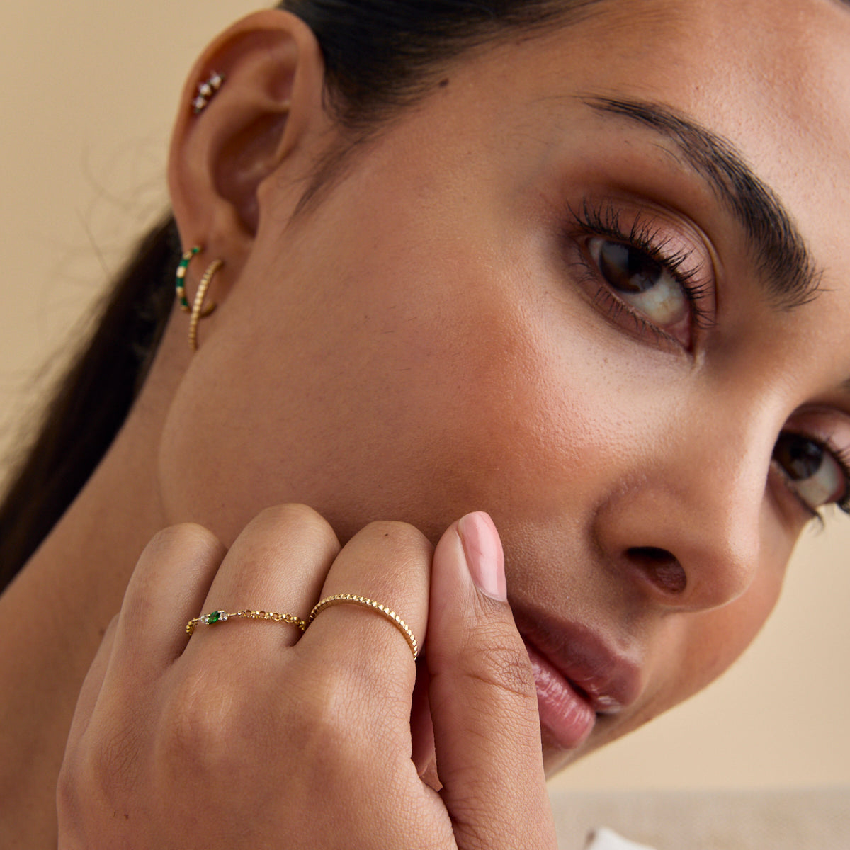 Rings - Ridged Band Ring in Solid Gold - Band Rings - Astrid & Miyu