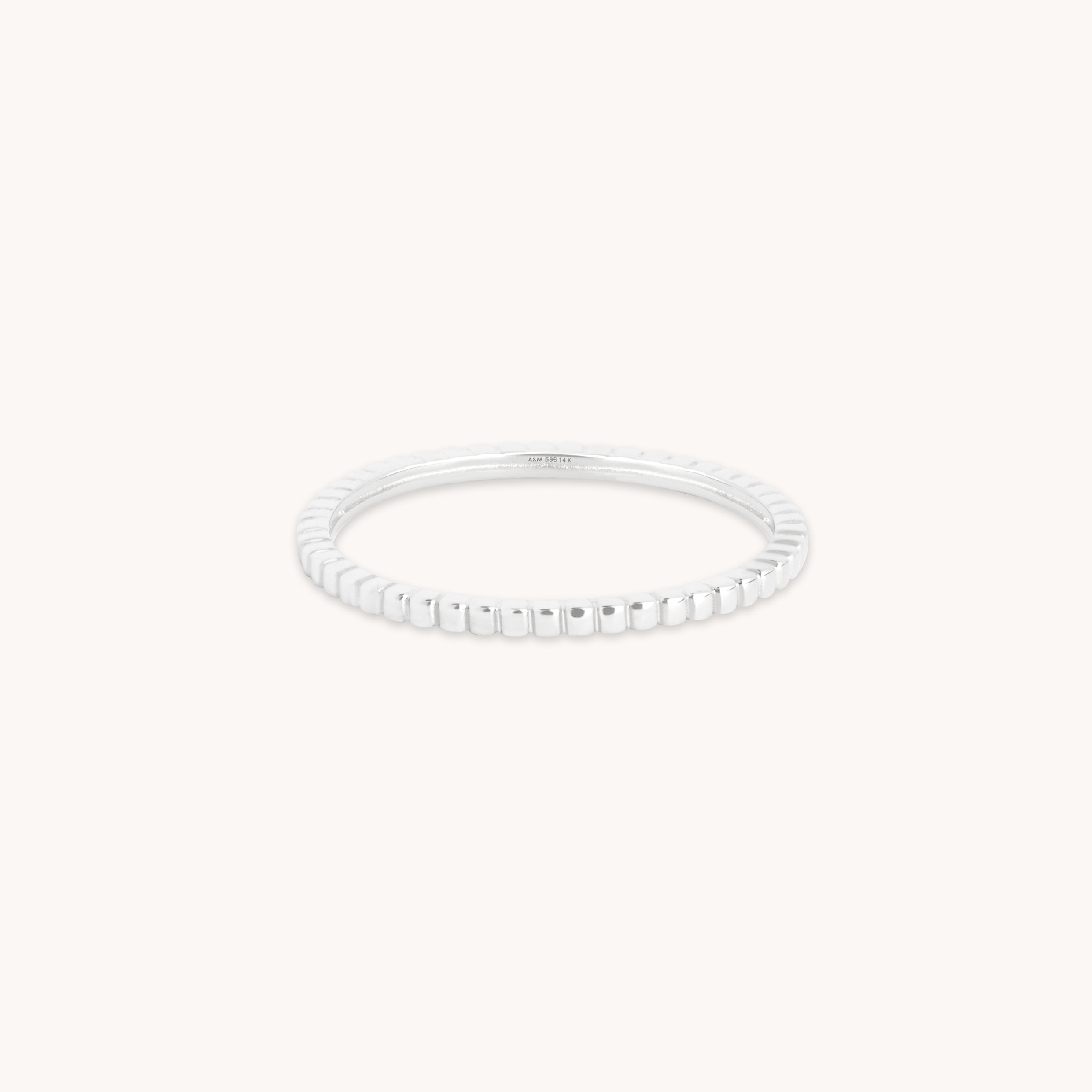 Rings - Ridged Band Ring in Solid White Gold - Band Rings - Astrid & Miyu