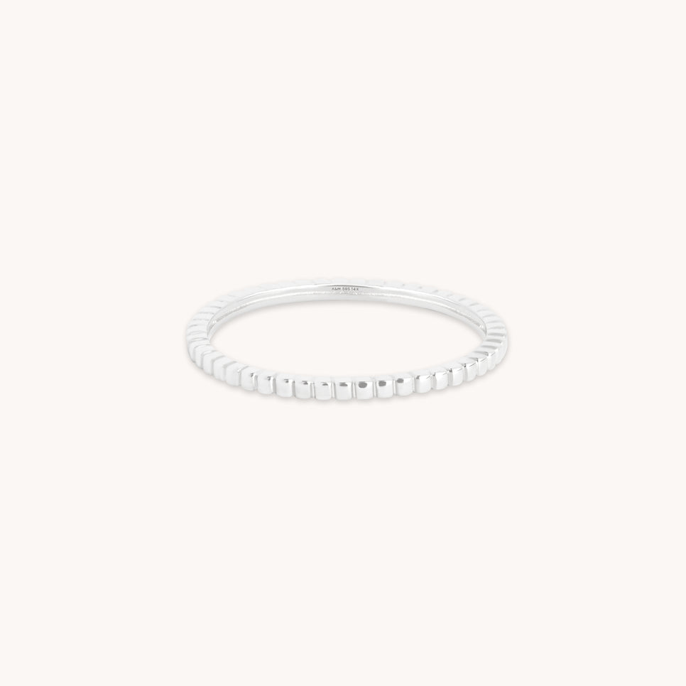 Rings - Ridged Band Ring in Solid White Gold - Band Rings - Astrid & Miyu