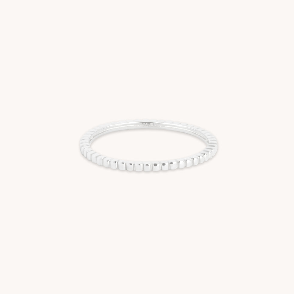 Ridged Band Ring in Solid White Gold