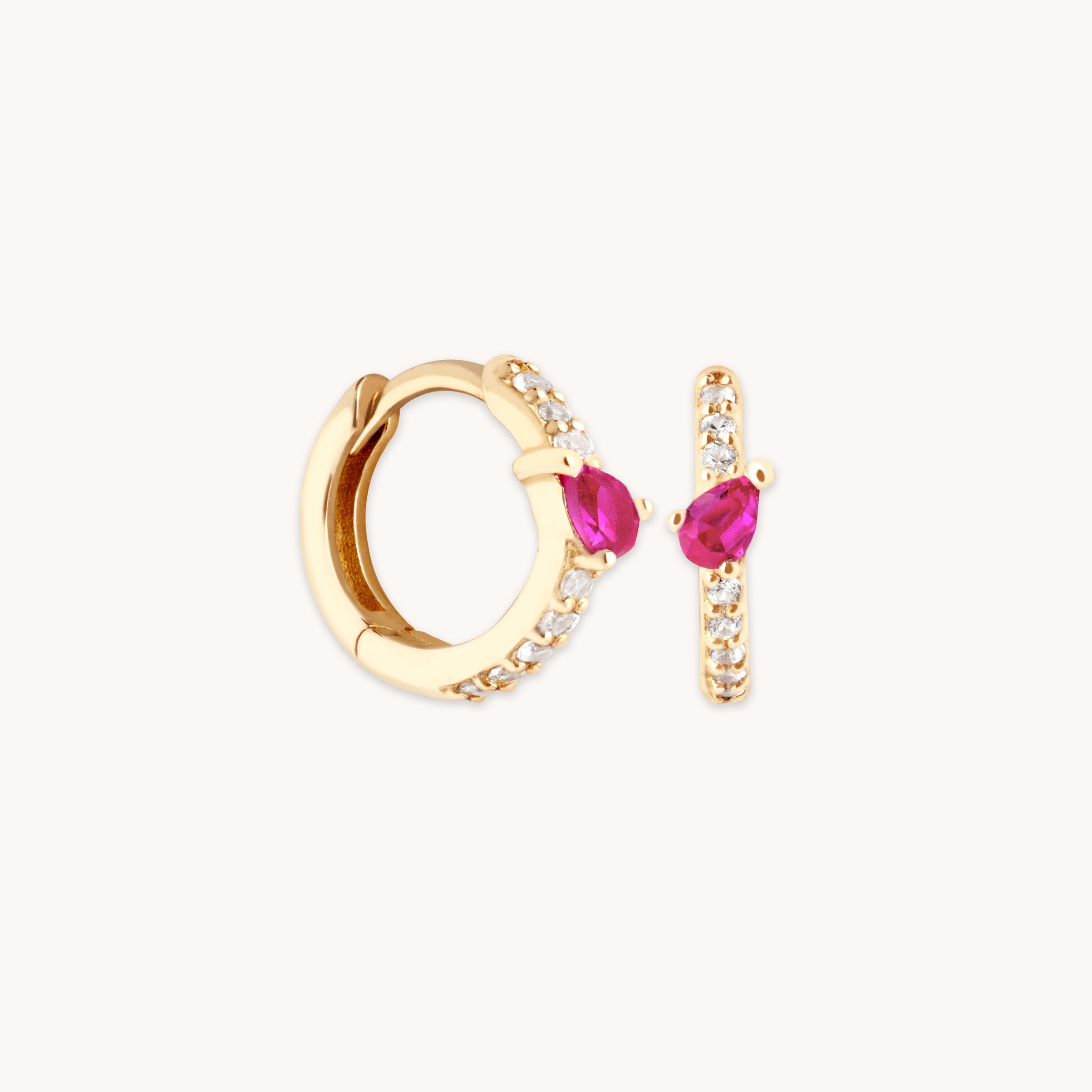 Earrings - Pink Sapphire Marquise Huggies in Solid Gold - Huggies - Astrid & Miyu
