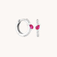 Earrings - Pink Sapphire Marquise Huggies in Solid White Gold - Huggies - Astrid & Miyu