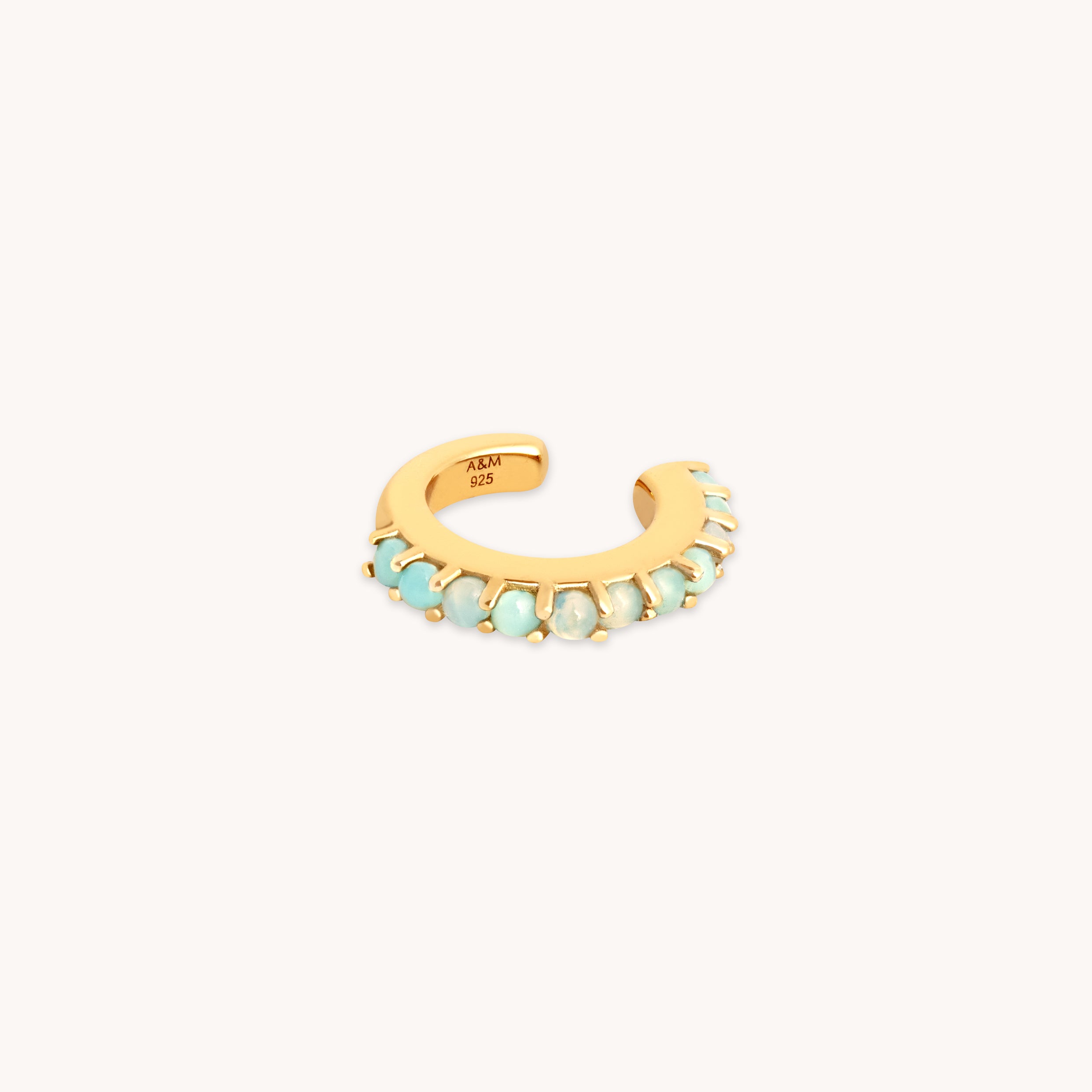 18k Gold Plated Jewellery - Aqua Chalcedony Ear Cuff in Gold - Ear Cuffs - Astrid & Miyu