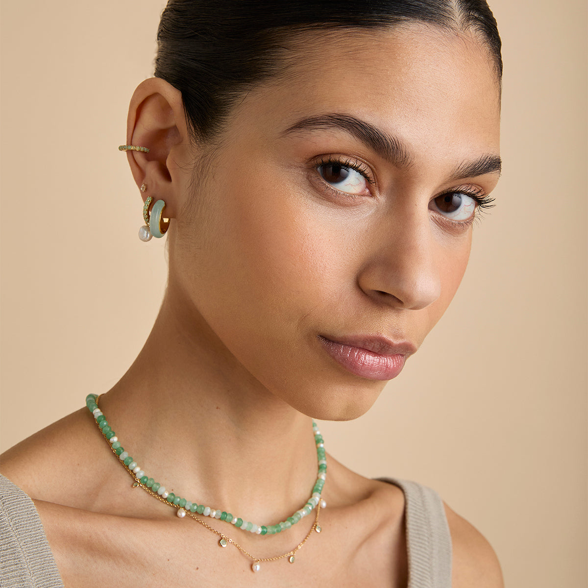 18k Gold Plated Jewellery - Dolce Beaded Necklace in Gold - Pendant Necklace - Astrid & Miyu