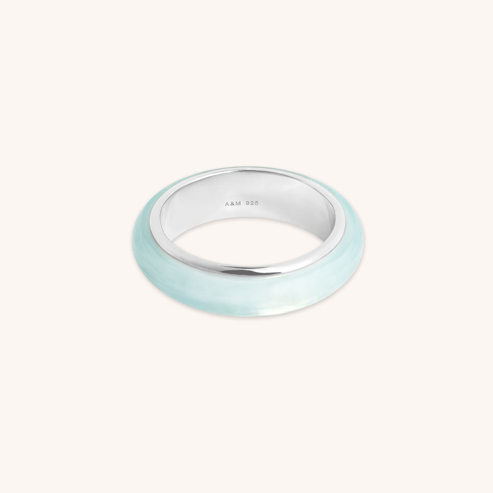 Dolce Collection - Chalcedony Carved Dome Ring in Silver - Band Rings - Astrid & Miyu