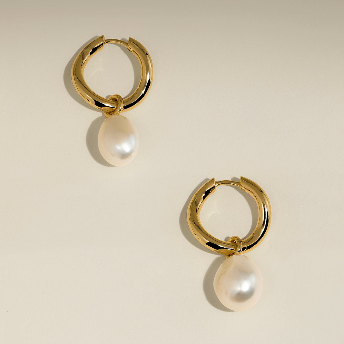 Serenity Pearl Charm Hoops in Gold-Astrid & Miyu