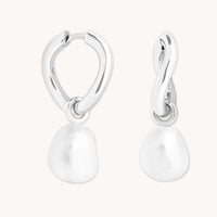 Bridal Jewellery - Serenity Pearl Charm Hoops in Silver - Hoop Earrings - Astrid & Miyu