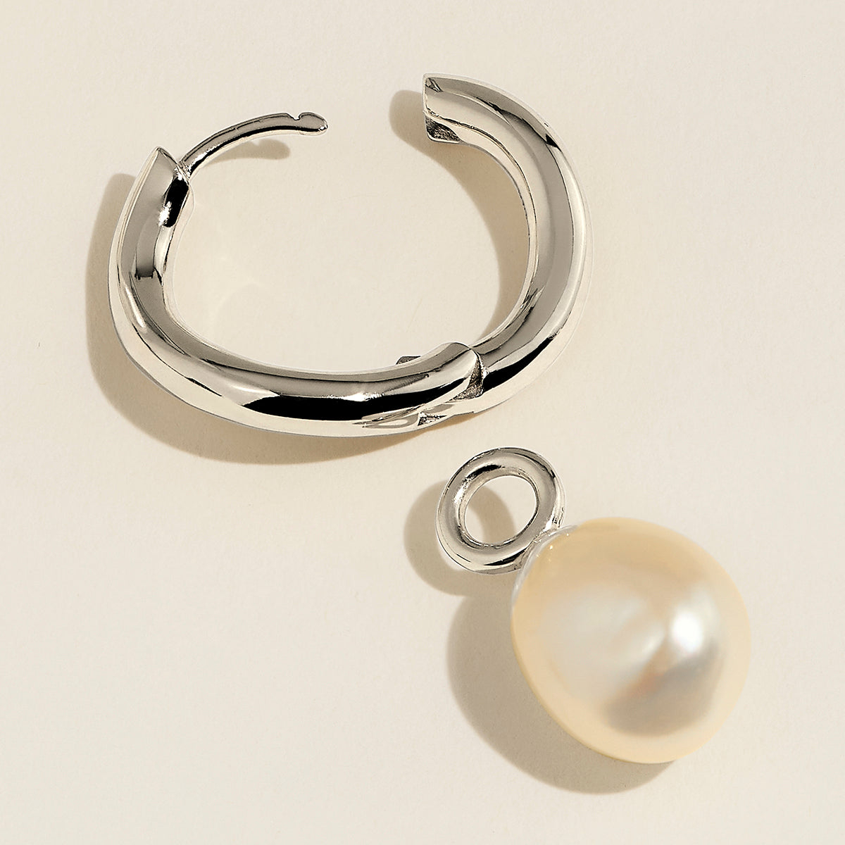 Serenity Pearl Charm Hoops in Silver-Astrid & Miyu