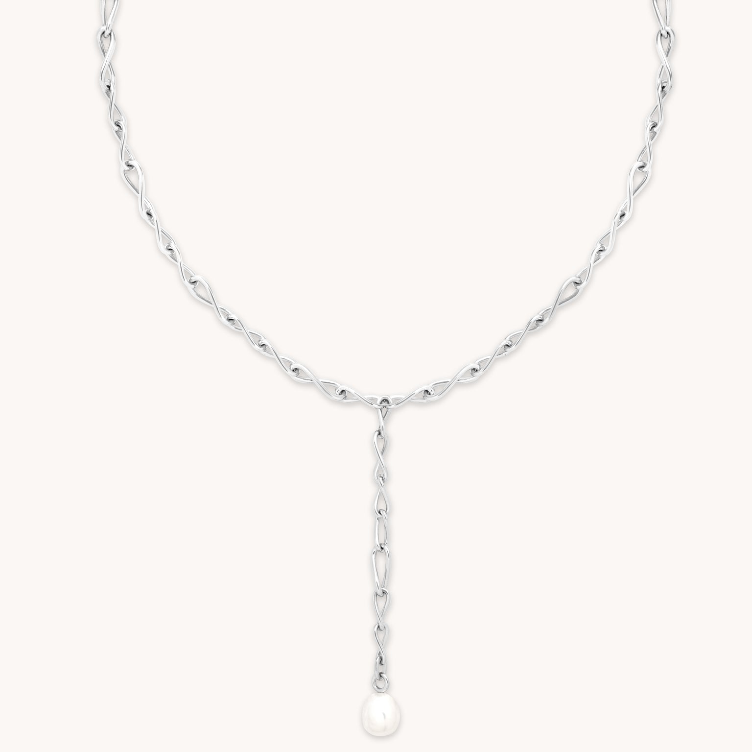 Charm Compatible Necklaces & Bracelets - Infinite Pearl Bold Lariat Necklace in Silver - Lariat Necklace - Astrid & Miyu