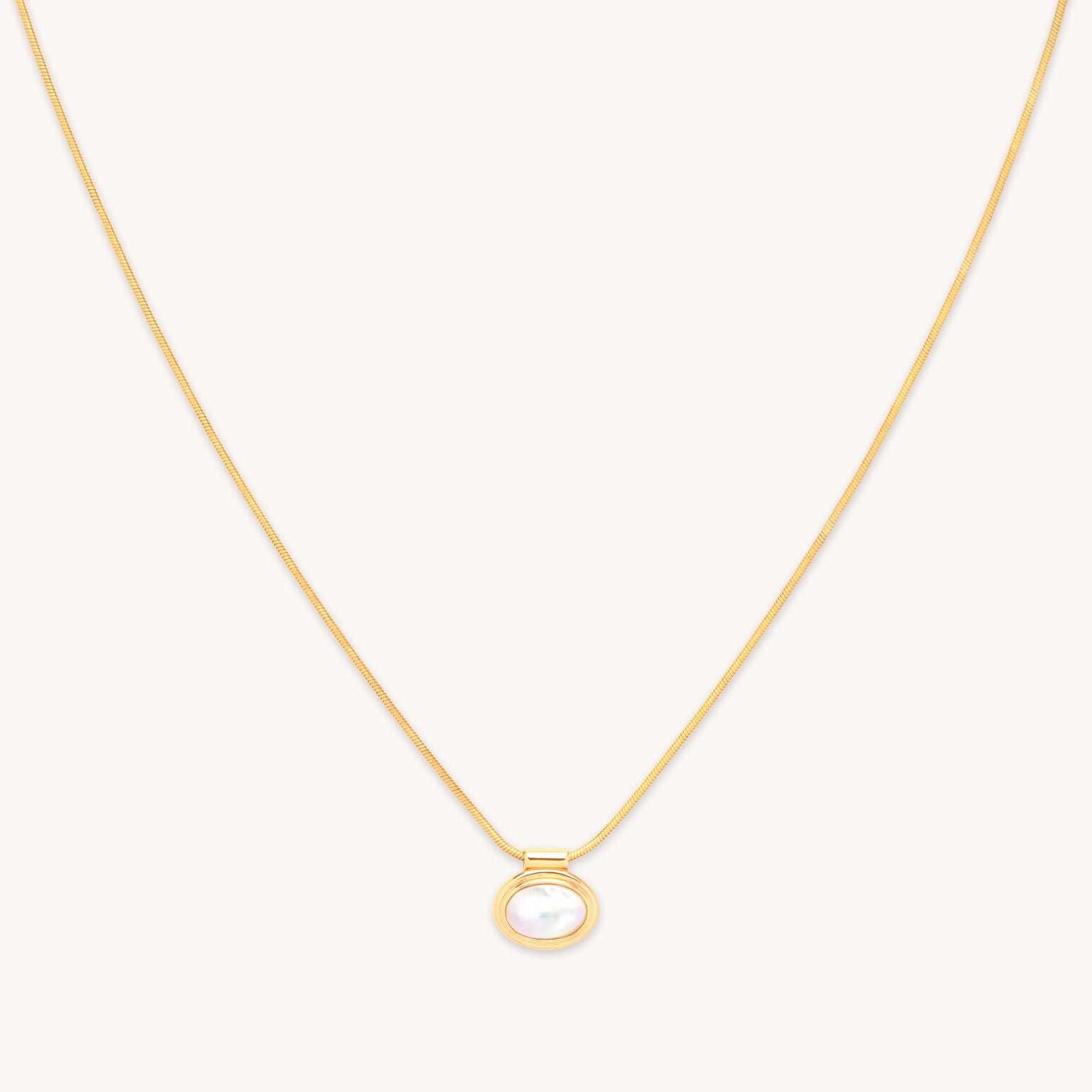 18k Gold Plated Jewellery - Mother of Pearl Pendant Necklace in Gold - Pendant Necklace - Astrid & Miyu