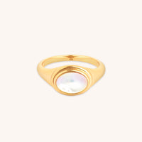 18k Gold Plated Jewellery - Mother of Pearl Cocktail Ring in Gold - Cocktail Rings - Astrid & Miyu