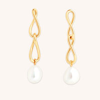 18k Gold Plated Jewellery - Infinite Pearl Drop Studs in Gold - Stud Earrings - Astrid & Miyu