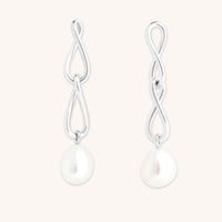 Earrings - Infinite Pearl Drop Studs in Silver - Stud Earrings - Astrid & Miyu