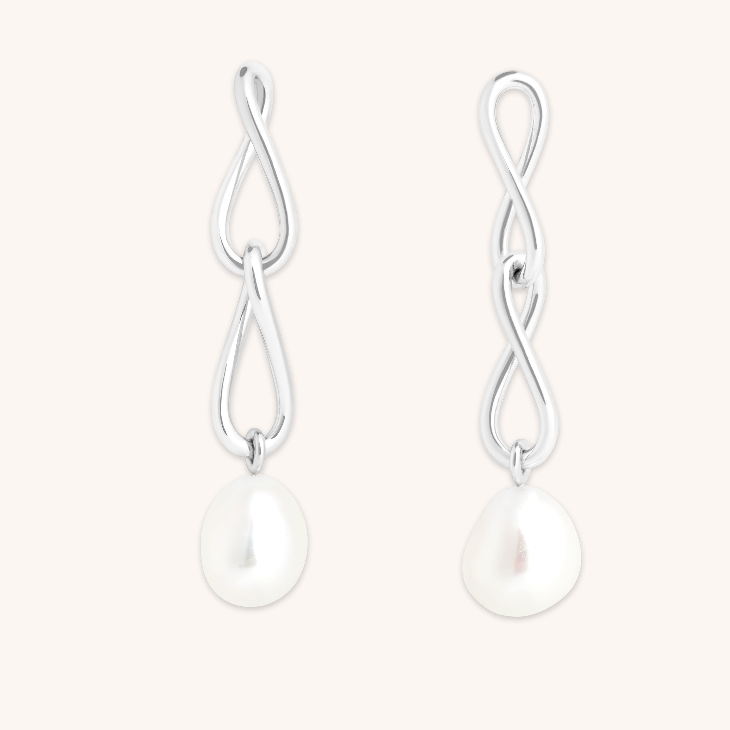 Earrings - Infinite Pearl Drop Studs in Silver - Stud Earrings - Astrid & Miyu