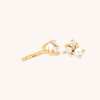 18k Gold Plated Jewellery - Pearl & Crystal Studs in Gold - Stud Earrings - Astrid & Miyu
