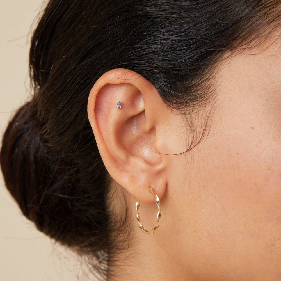 Flat Back Labret Studs - Alexandrite Pear Piercing Stud in Solid Gold - Piercing Stud - Astrid & Miyu