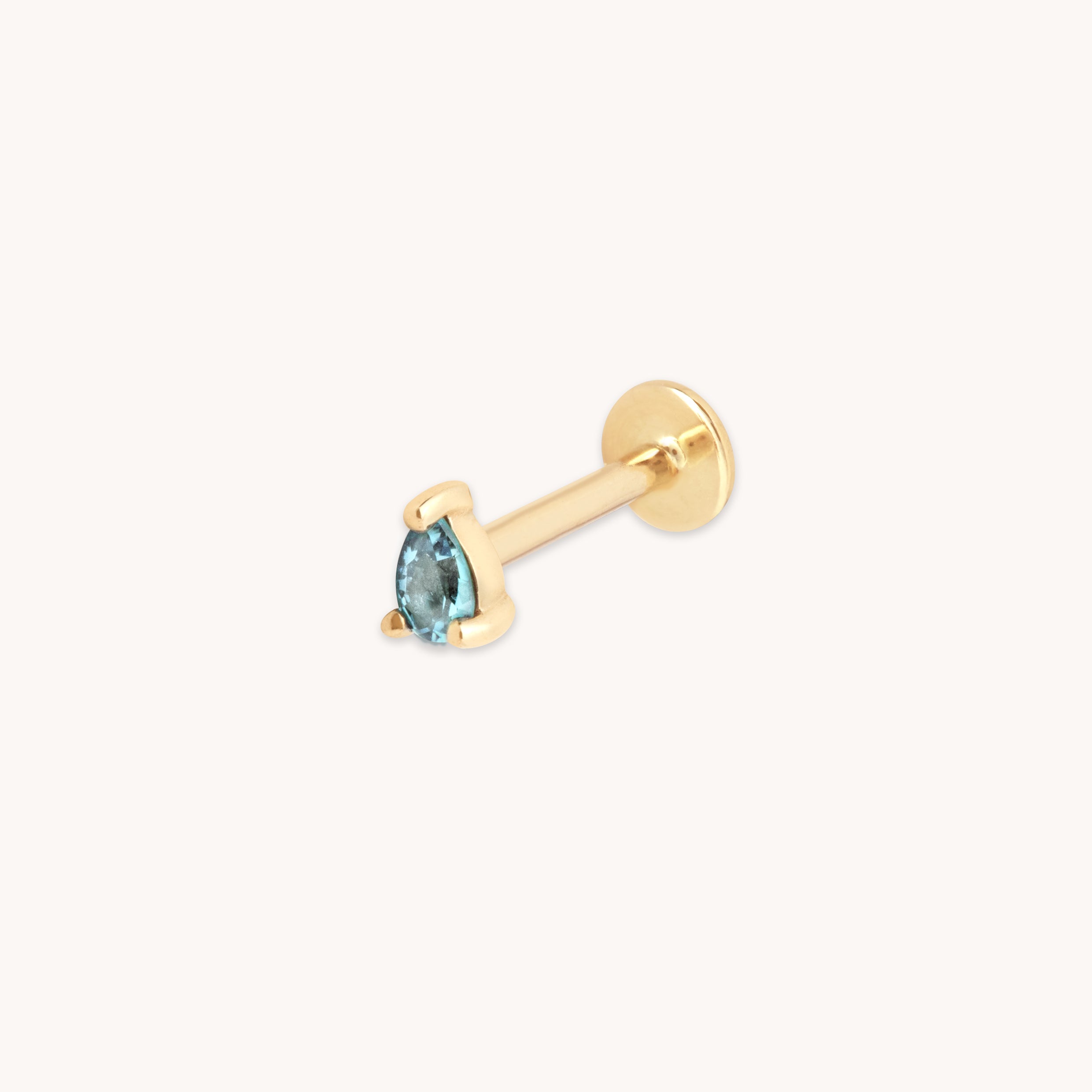 Flat Back Labret Studs - Alexandrite Pear Piercing Stud in Solid Gold - Piercing Stud - Astrid & Miyu