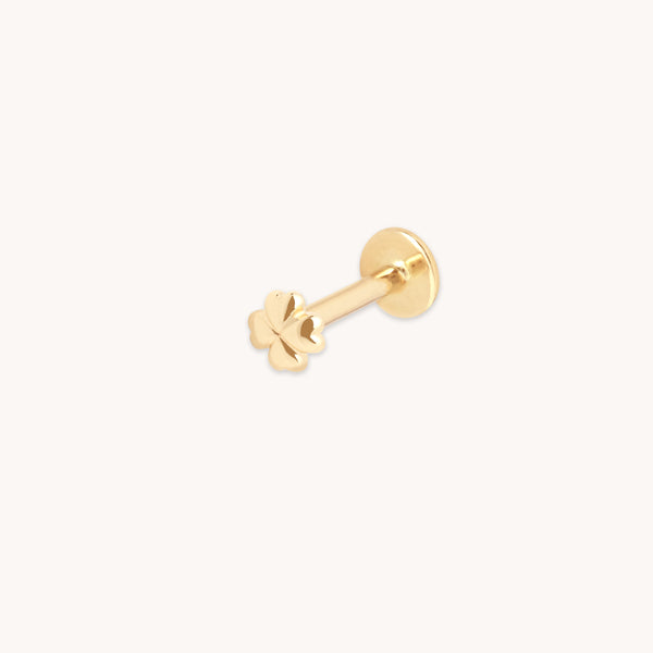 Flat Back Labret Studs - Clover Piercing Stud in Solid Gold - Piercing Stud - Astrid & Miyu