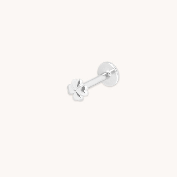 Flat Back Labret Studs - Clover Piercing Stud in Solid White Gold - Piercing Stud - Astrid & Miyu