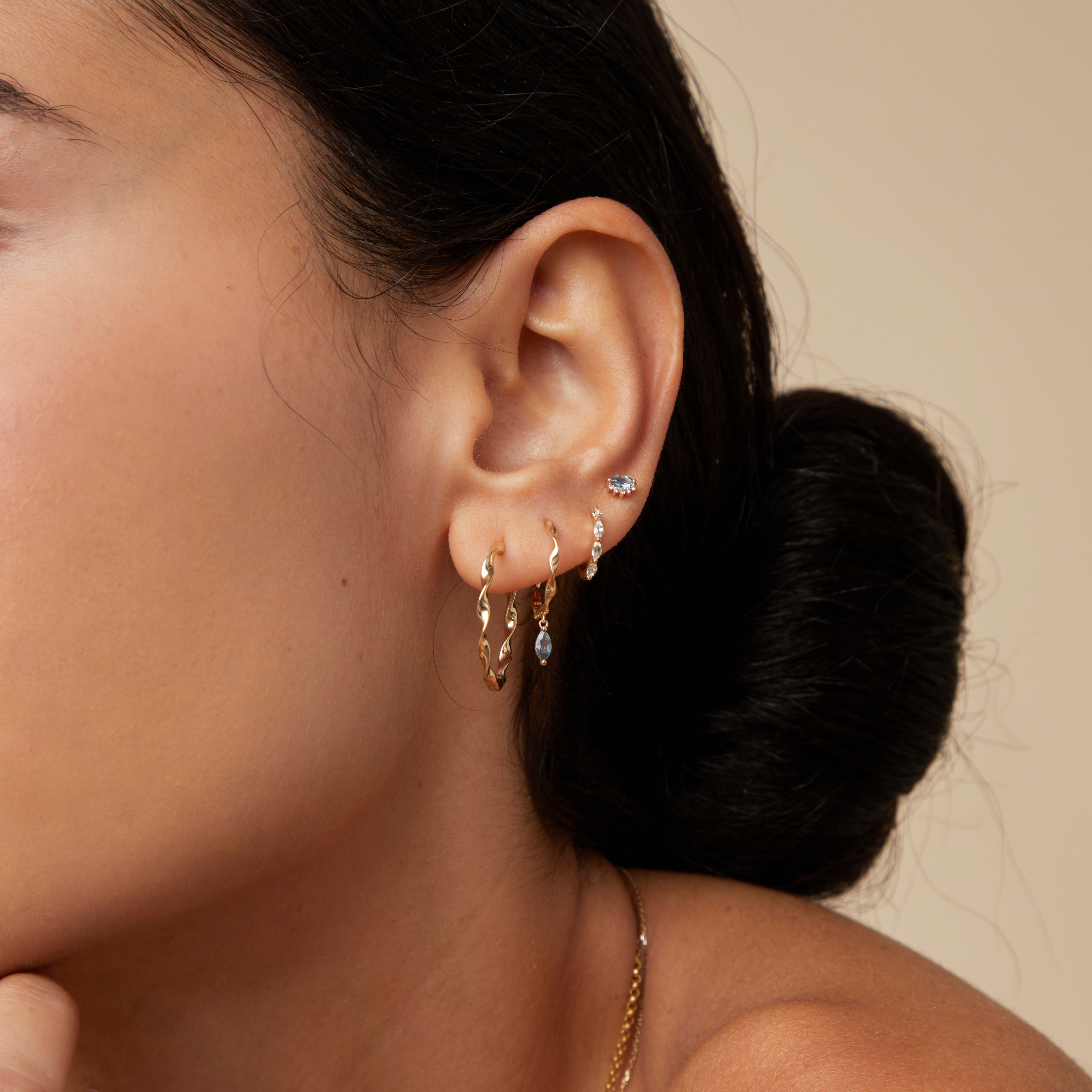 Flat Back Labret Studs - Evil Eye Alexandrite Piercing Stud in Solid Gold - Piercing Stud - Astrid & Miyu