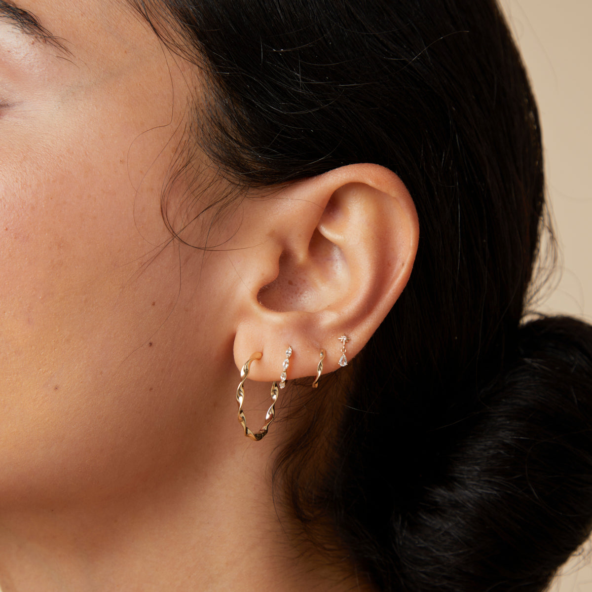 Flat Back Labret Studs - Cosmic Pear Charm Piercing Stud in Solid Gold - Piercing Stud - Astrid & Miyu