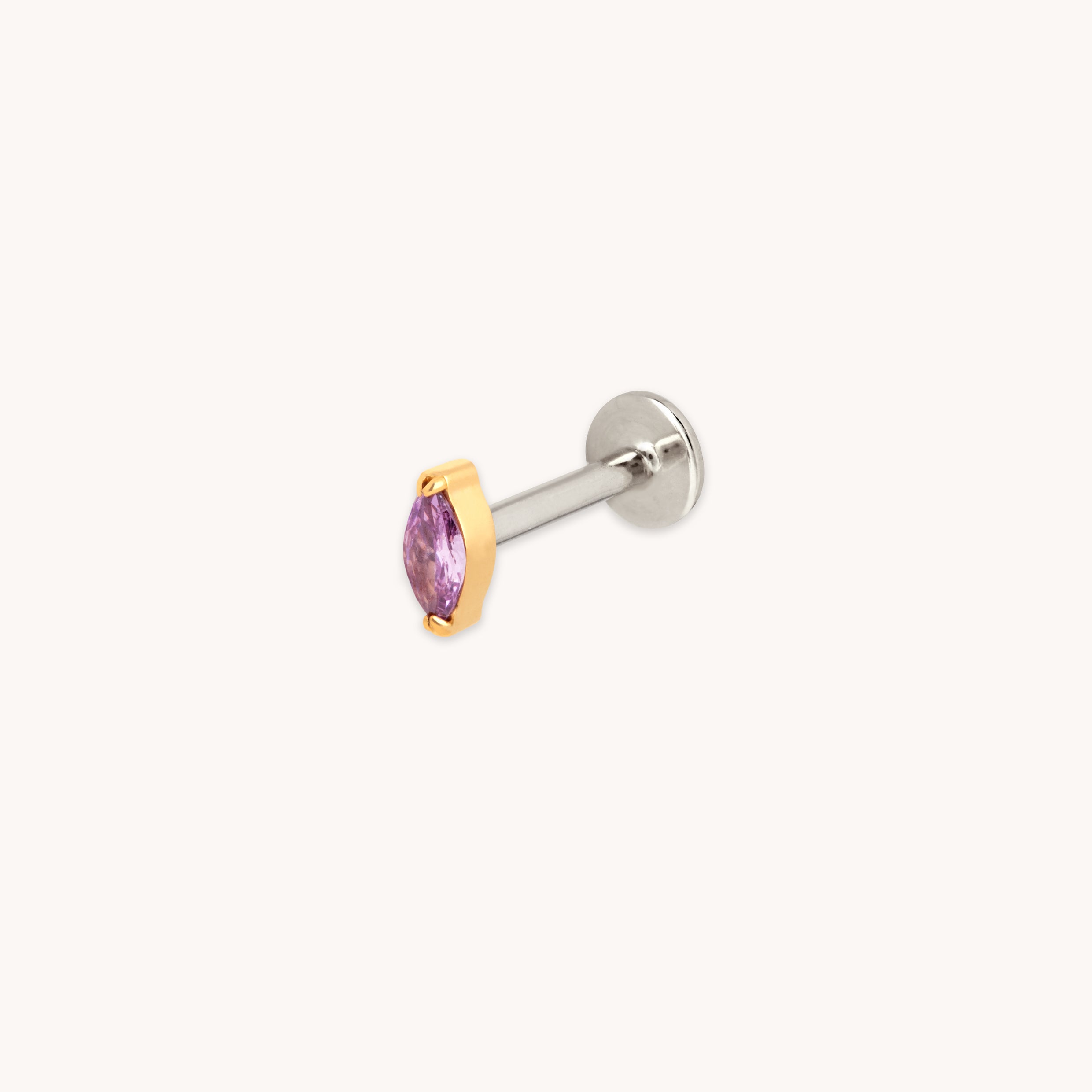 Purple Marquise Titanium Piercing Stud in Gold-Astrid & Miyu
