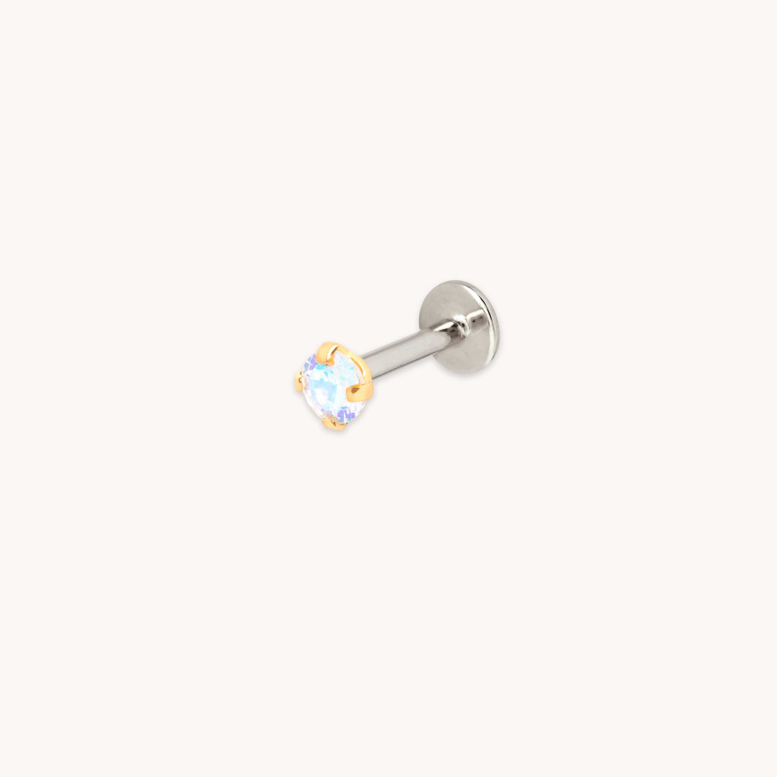 Moonstone Titanium Piercing Stud in Gold-Astrid & Miyu