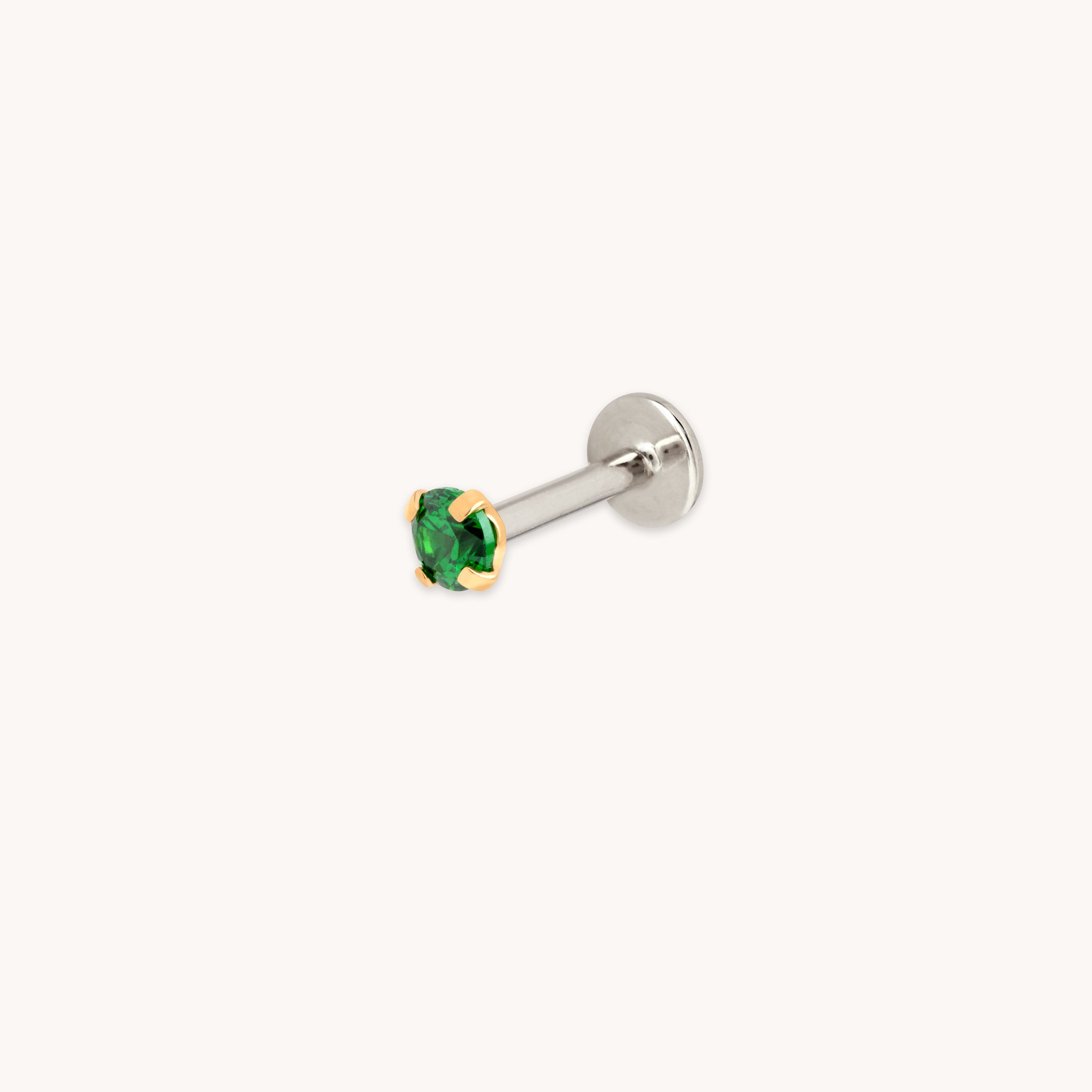 Green Titanium Piercing Stud in Gold-Astrid & Miyu