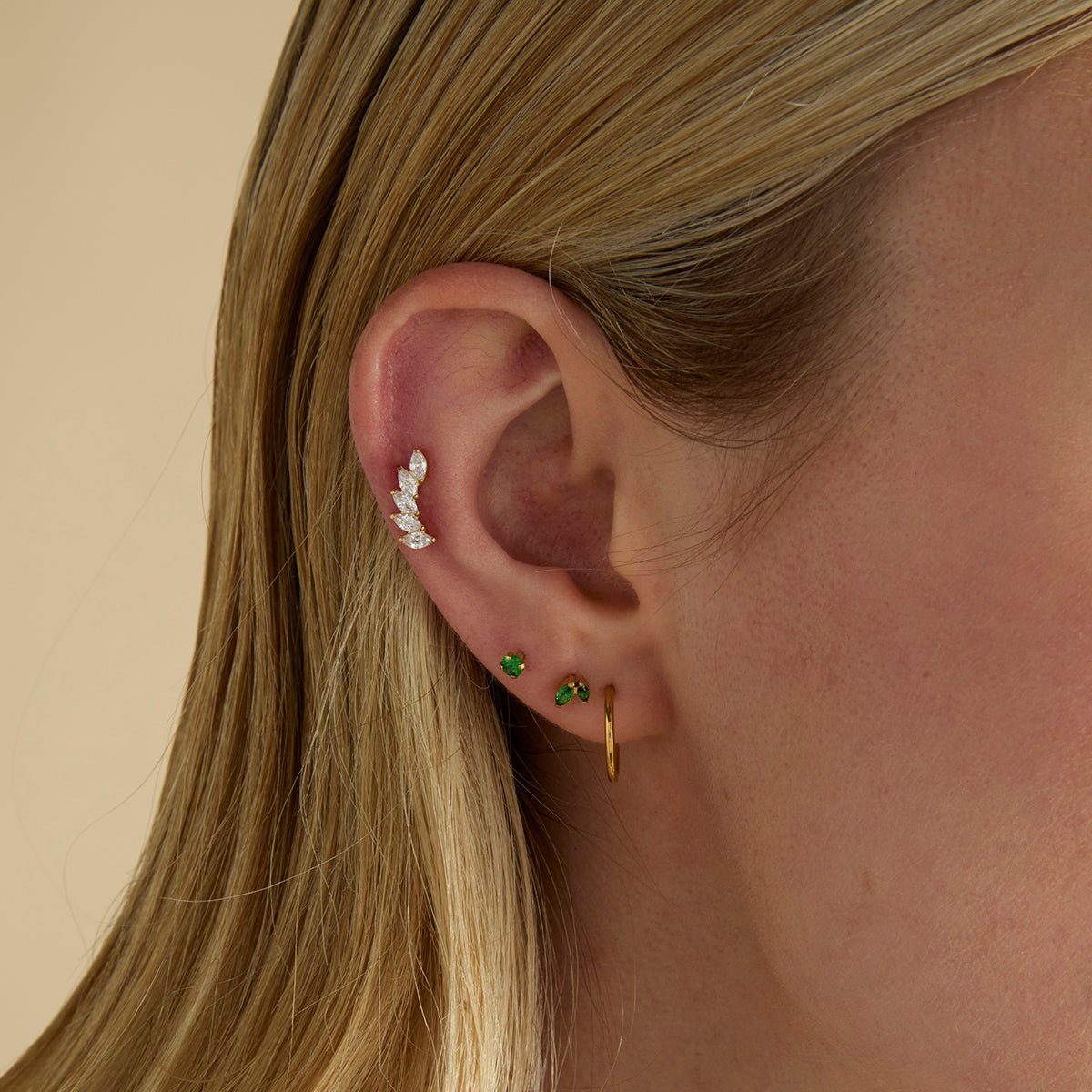 Conch Piercing Jewellery - Green Titanium Piercing Stud in Gold - Piercing Stud - Astrid & Miyu
