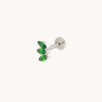 Green Marquise Fan Titanium Piercing Stud in Platinum-Astrid & Miyu