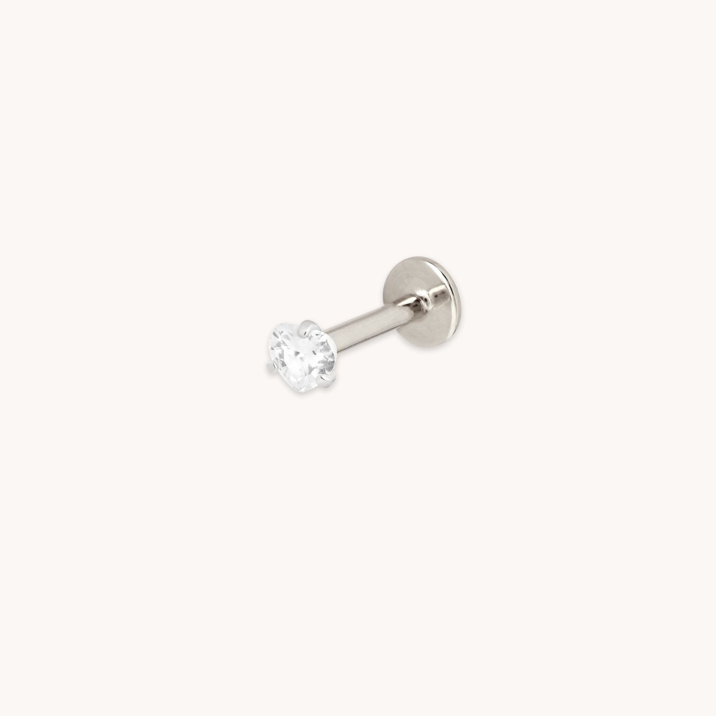 Crystal Heart Titanium Piercing Stud in Platinum-Astrid & Miyu