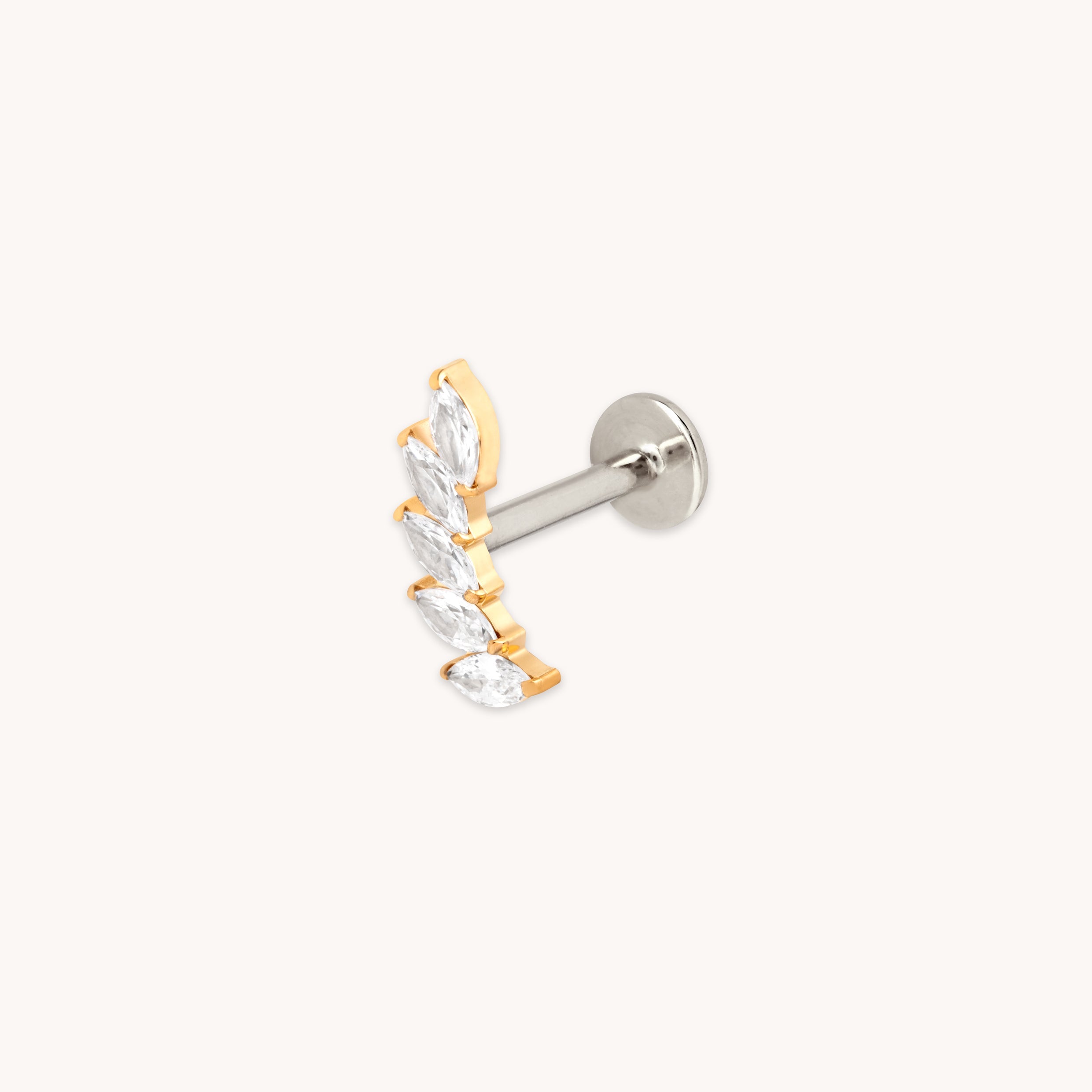 Curved Marquise Titanium Piercing Stud in Gold-Astrid & Miyu
