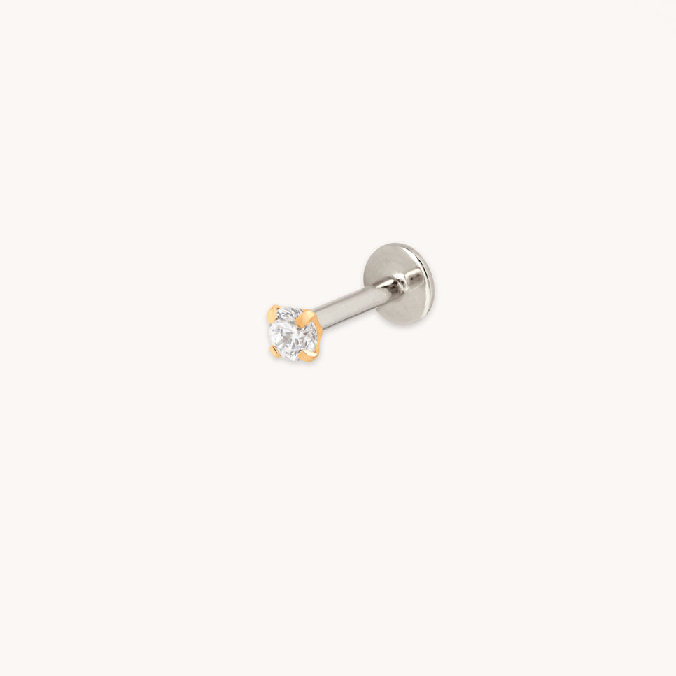 Micro Crystal Titanium Piercing Stud in Gold-Astrid & Miyu