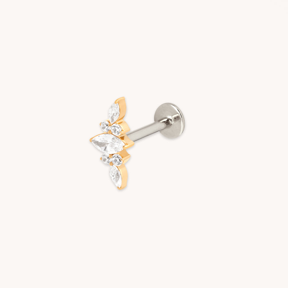 Crystal Cluster Titanium Piercing Stud in Gold-Astrid & Miyu