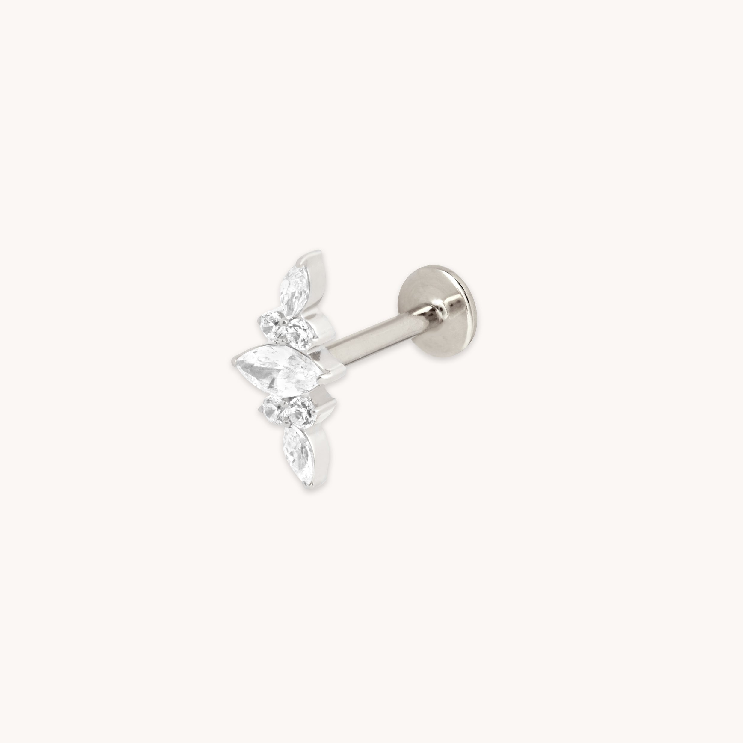 Crystal Cluster Titanium Piercing Stud in Platinum-Astrid & Miyu