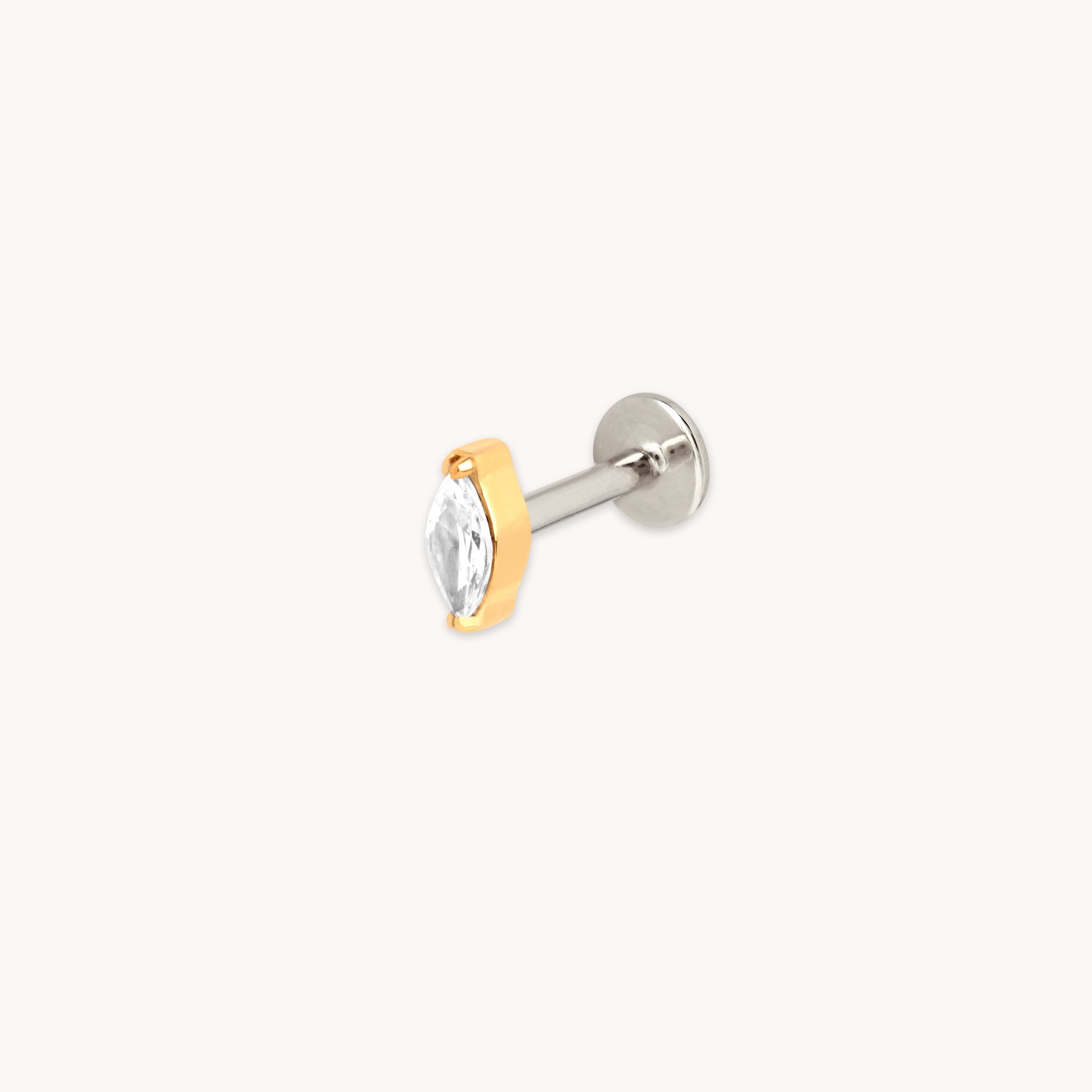 Crystal Marquise Titanium Piercing Stud in Gold-Astrid & Miyu