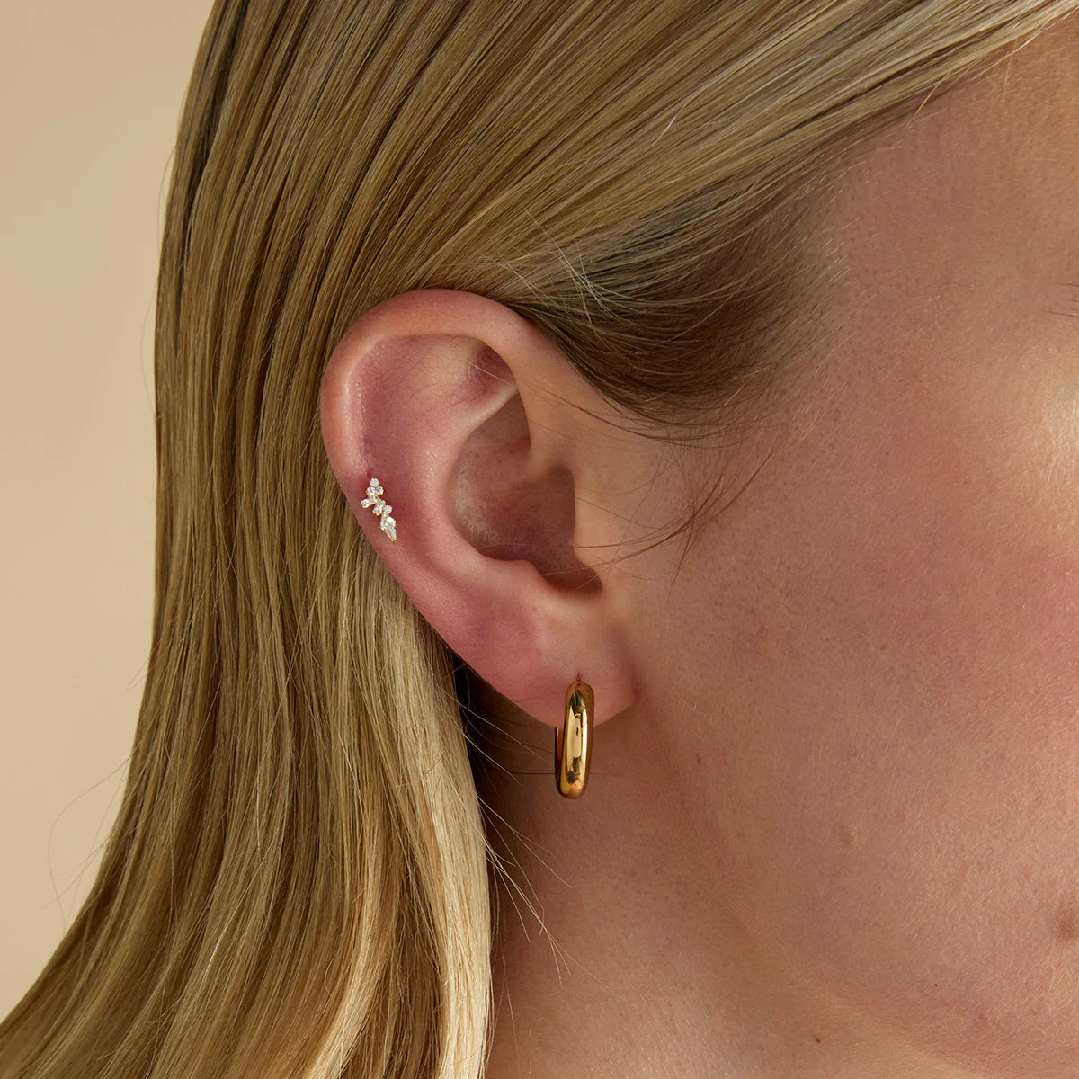 Conch Piercing Jewellery - Crystal Marquise Cluster Titanium Piercing Stud in Gold - Piercing Stud - Astrid & Miyu