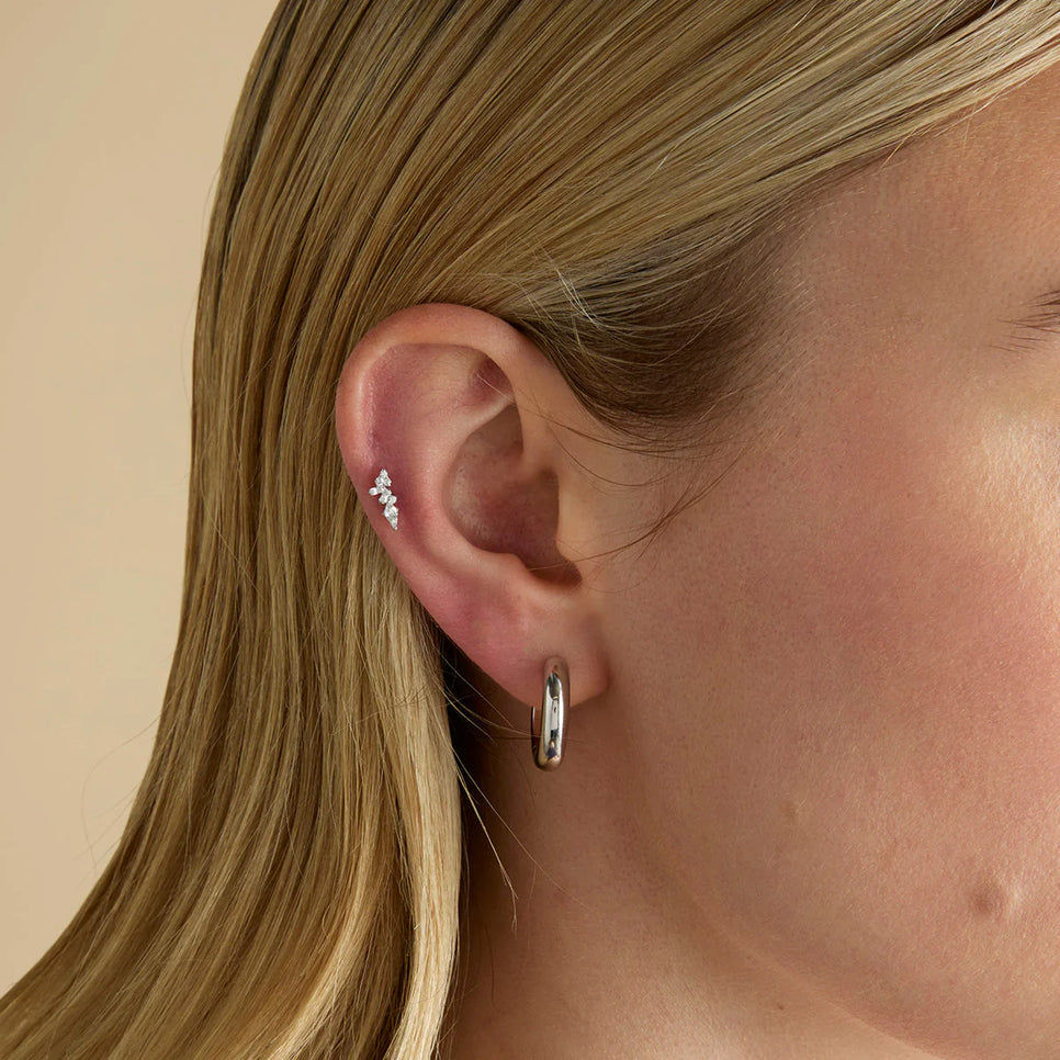 Conch Piercing Jewellery - Crystal Marquise Cluster Titanium Piercing Stud in Platinum - Piercing Stud - Astrid & Miyu