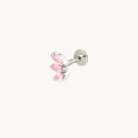 Pink Marquise Fan Titanium Piercing Stud in Platinum-Astrid & Miyu