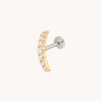 Curved Crystal Titanium Piercing Stud in Gold-Astrid & Miyu
