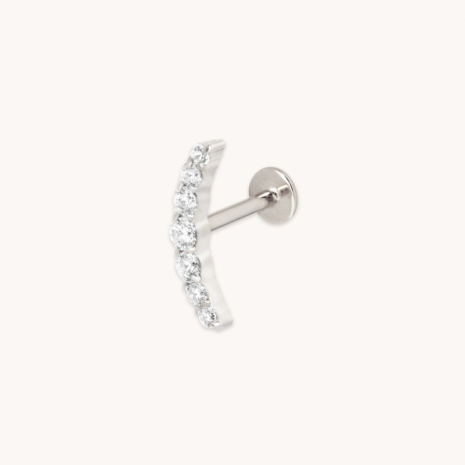 Curved Crystal Titanium Piercing Stud in Platinum-Astrid & Miyu
