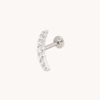 Curved Crystal Titanium Piercing Stud in Platinum-Astrid & Miyu