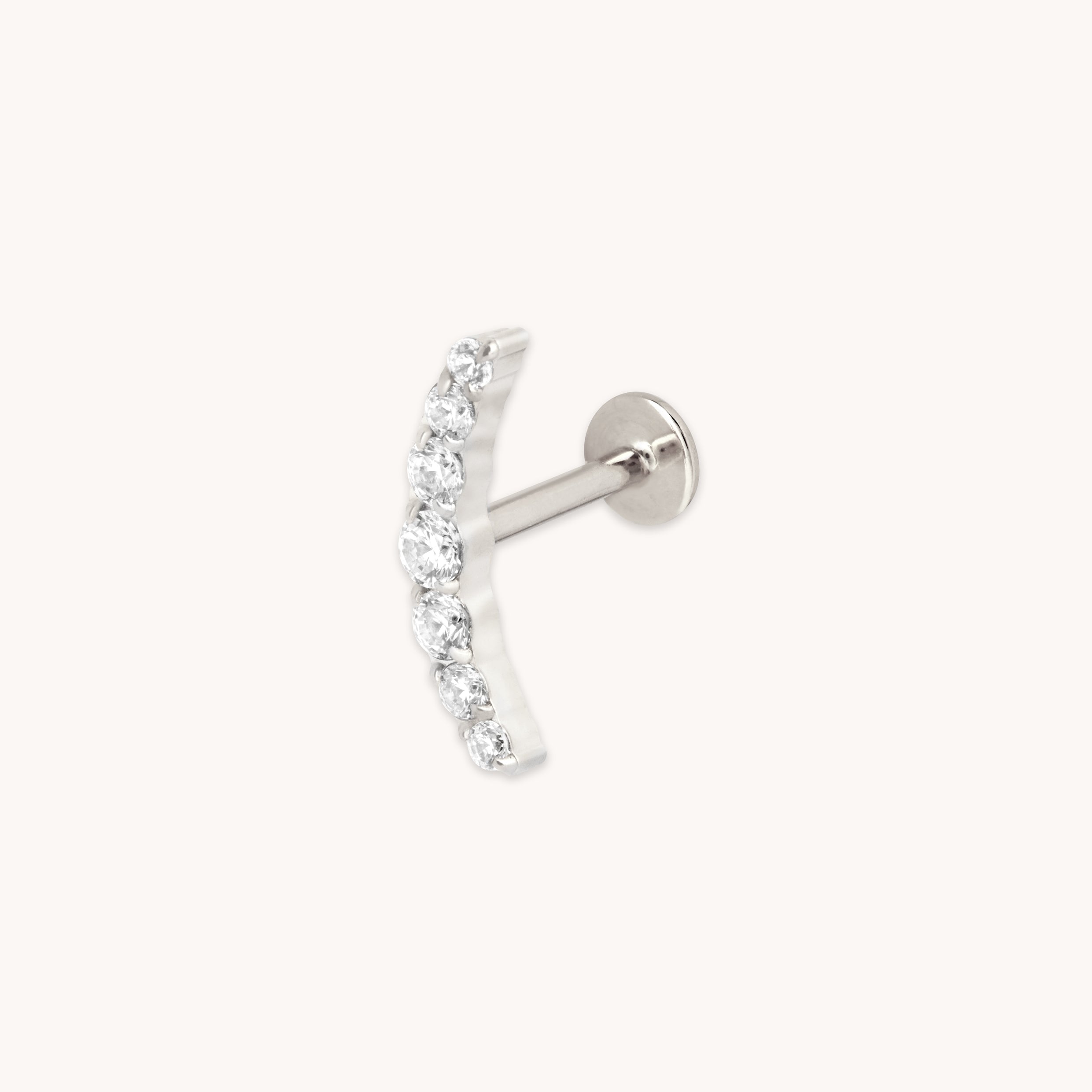 Curved Crystal Titanium Piercing Stud in Platinum-Astrid & Miyu