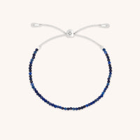 Bracelets - Lazurite Gemstone Bracelet in 9k White Gold - Beaded Bracelet - Astrid & Miyu