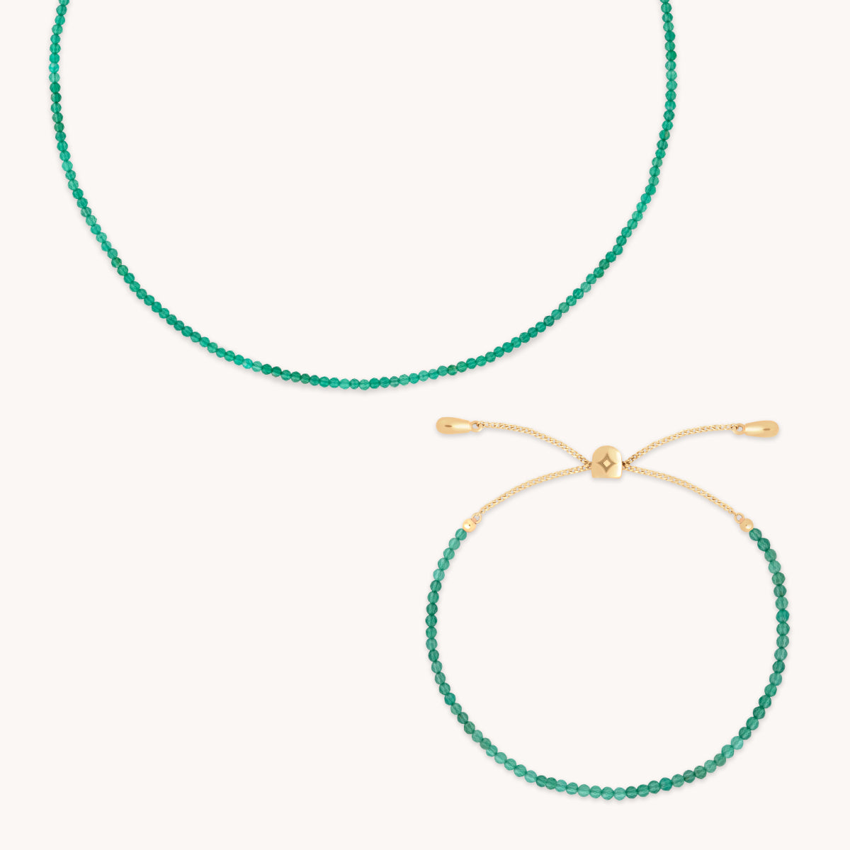 Bold Zodiacs & Zodiac Gift Sets - Green Agate Gemstone Gift Set in 9k Gold - Stacking Sets - Astrid & Miyu