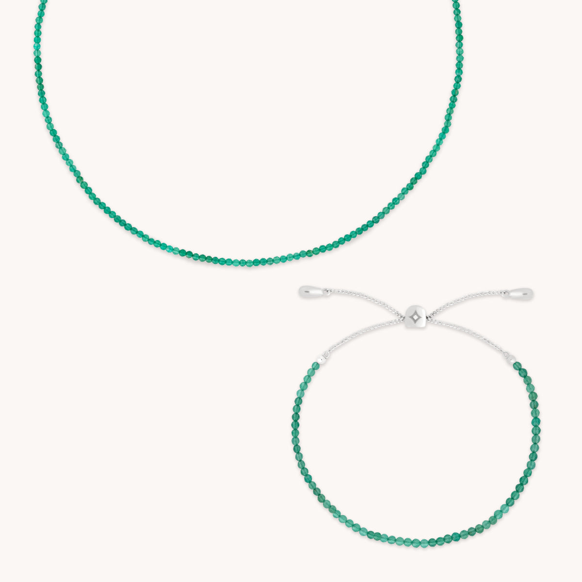 Bold Zodiacs & Zodiac Gift Sets - Green Agate Gemstone Gift Set in 9k White Gold - Stacking Sets - Astrid & Miyu