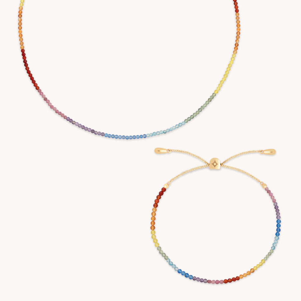 Bold Zodiacs & Zodiac Gift Sets - Rainbow Gemstone Gift Set in 9k Gold - Stacking Sets - Astrid & Miyu
